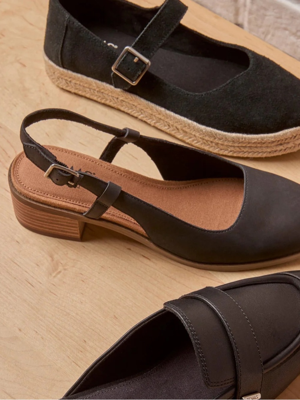 Toms Jaclyn Slingback Heel in Black - Picture 2 of 8